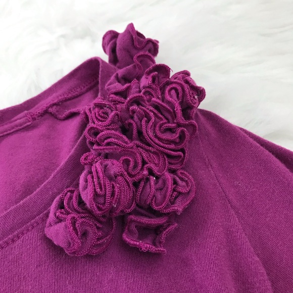 3/20$ - LOFT Purple Magenta Longsleeve with Floral - Picture 2 of 5